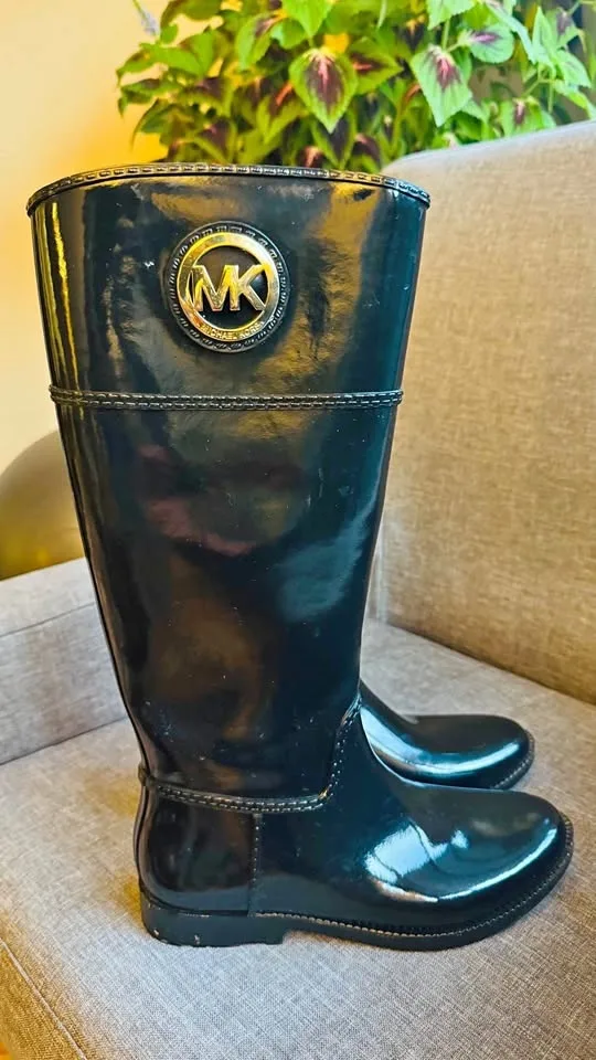 Michael Kors Women's Size 9 Tall Stockard Rain Boots Black