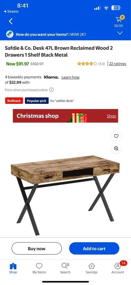 Safdie & Co. Desk 47L Brown Reclaimed Wood image indicator(3)