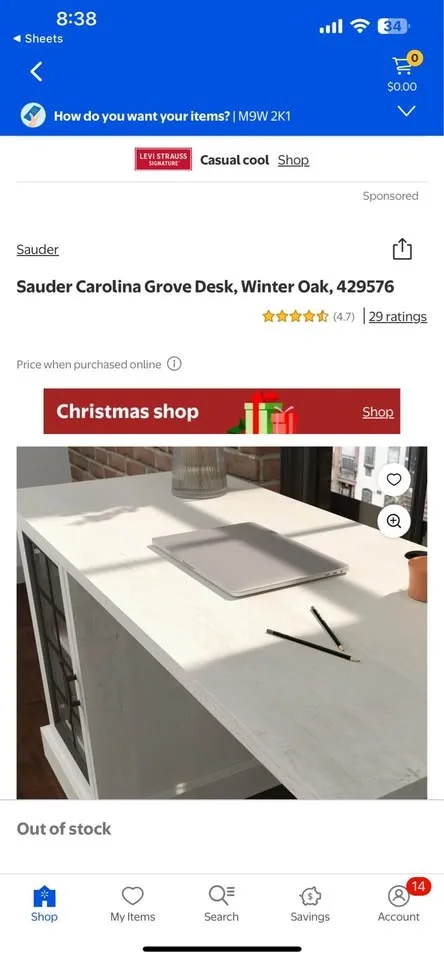 Sauder Carolina Grove Desk, Winter Oak, 429576 image indicator(2)