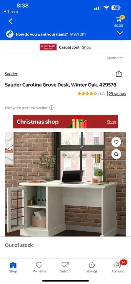 Sauder Carolina Grove Desk, Winter Oak, 429576 image indicator(4)