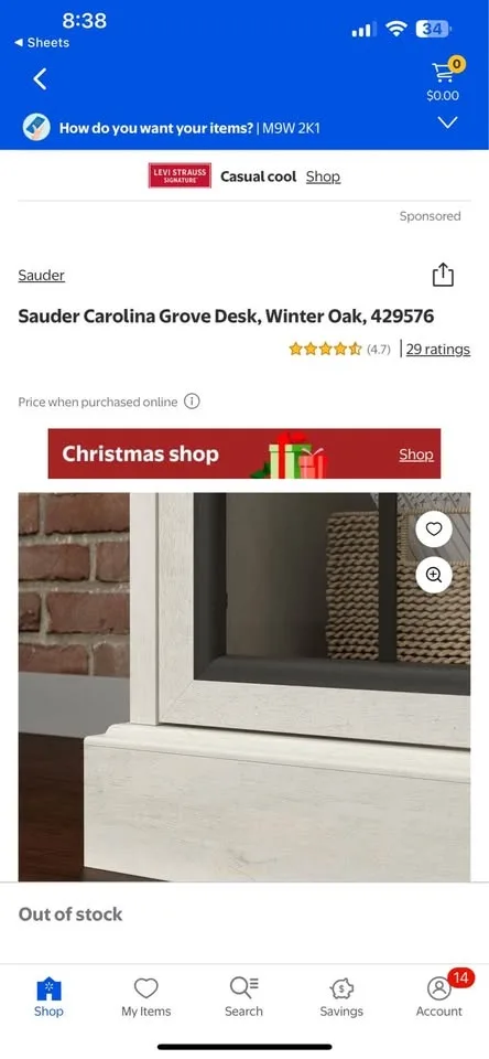 Sauder Carolina Grove Desk, Winter Oak, 429576 image indicator(5)