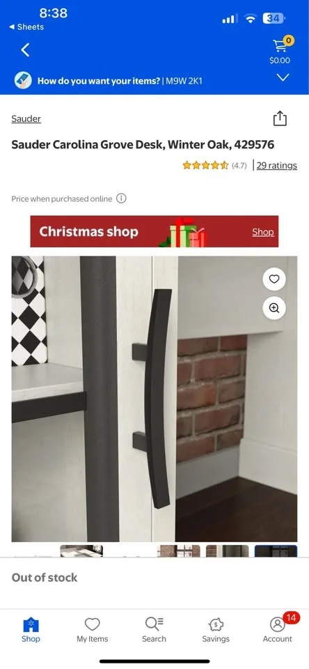 Sauder Carolina Grove Desk, Winter Oak, 429576 image indicator(6)