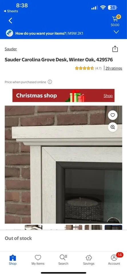 Sauder Carolina Grove Desk, Winter Oak, 429576 image indicator(7)