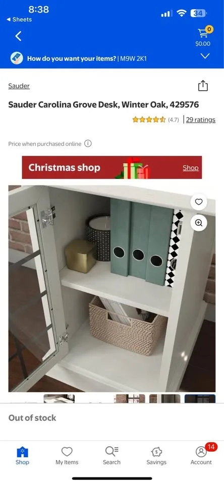 Sauder Carolina Grove Desk, Winter Oak, 429576 image indicator(8)