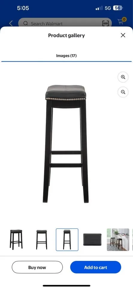 Linon Claridge Bar Stool Black Faux Leather image indicator(3)