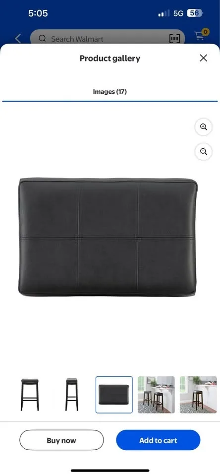 Linon Claridge Bar Stool Black Faux Leather image indicator(4)