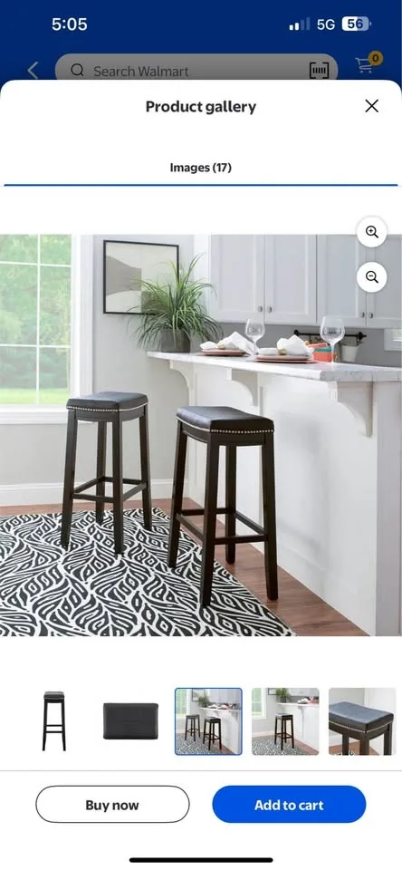 Linon Claridge Bar Stool Black Faux Leather image indicator(5)