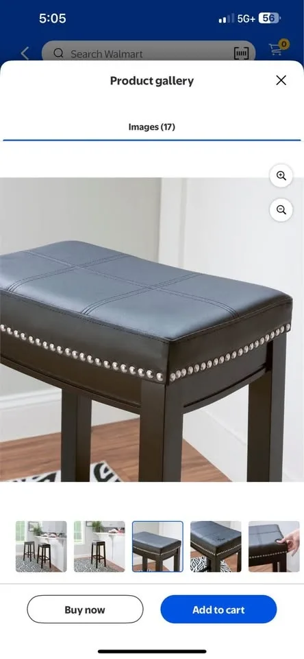 Linon Claridge Bar Stool Black Faux Leather image indicator(7)