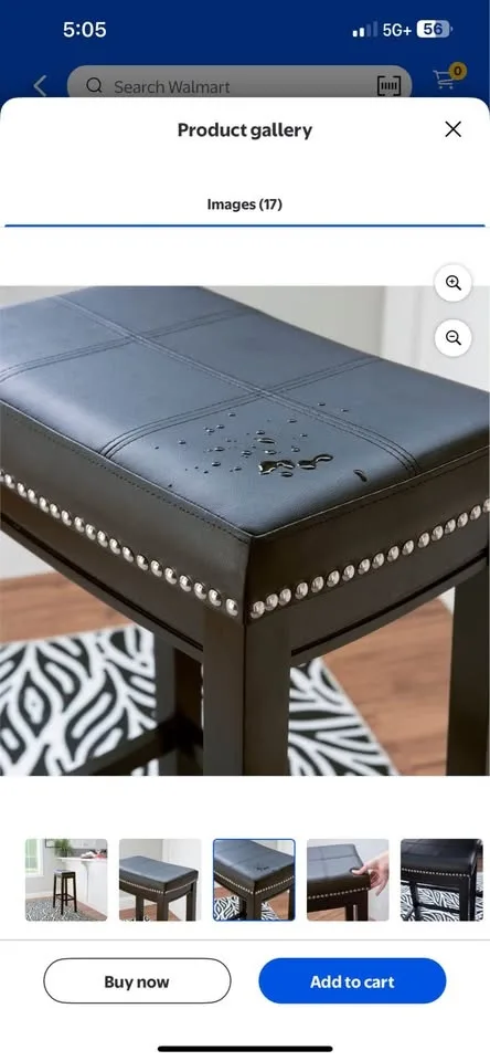 Linon Claridge Bar Stool Black Faux Leather image indicator(8)