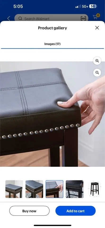 Linon Claridge Bar Stool Black Faux Leather image indicator(9)