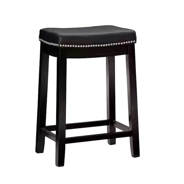 Concord Black Counter Stool with Faux Leather Seat
