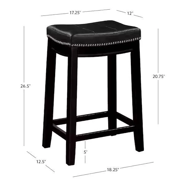 Concord Black Counter Stool with Faux Leather Seat image indicator(3)