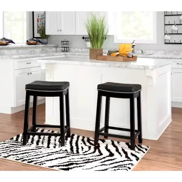 Concord Black Counter Stool with Faux Leather Seat image indicator(6)