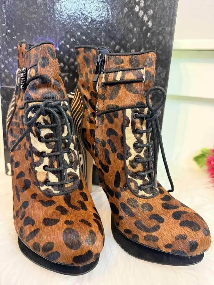 Sam Edelman Uma Calf Fur Animal Print Heeled Boots- Women’s Size image indicator(3)