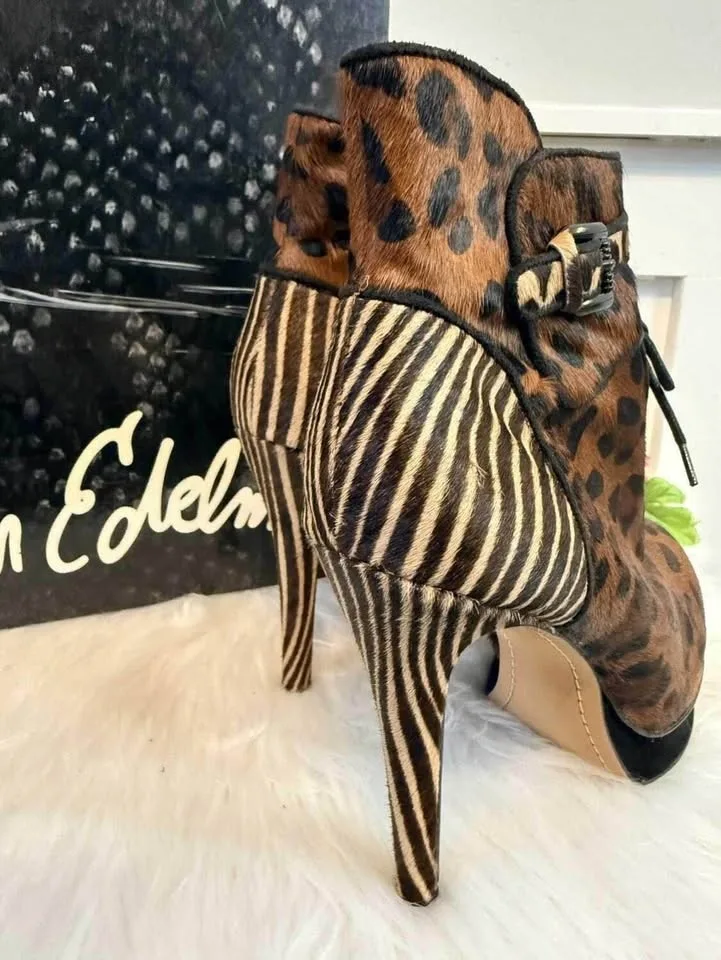Sam Edelman Uma Calf Fur Animal Print Heeled Boots- Women’s Size image indicator(4)