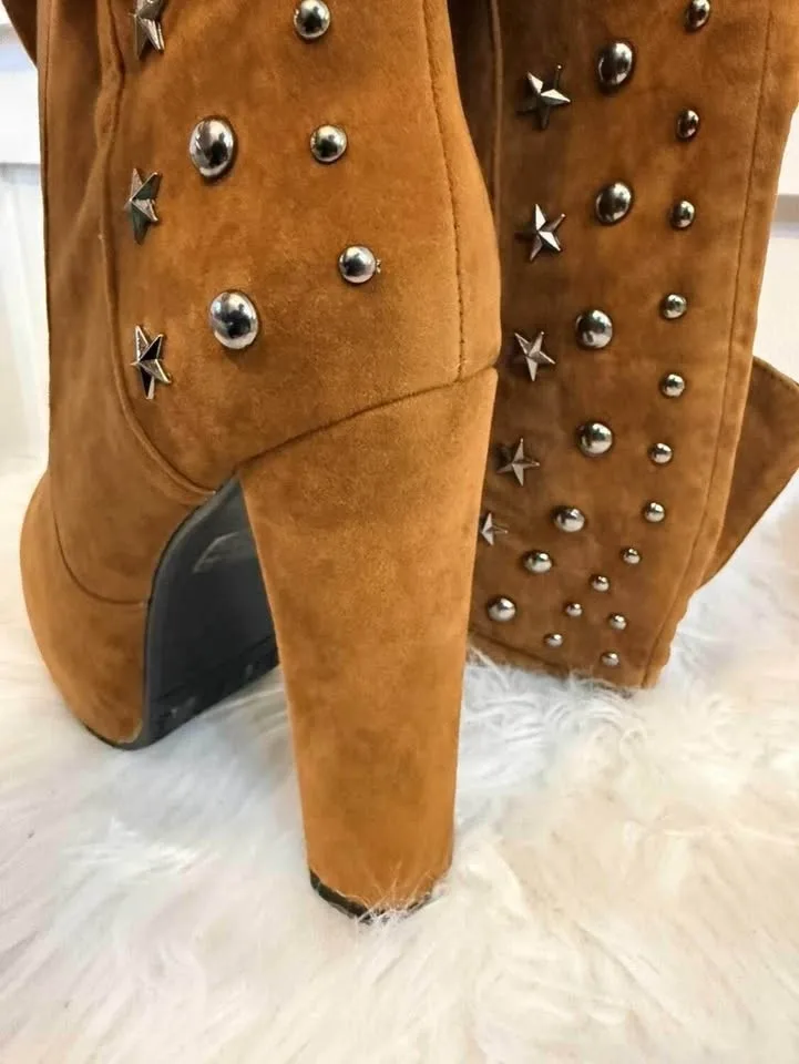 Beyond Tan Suede Studded Boots - Women’s Size 9 image indicator(2)