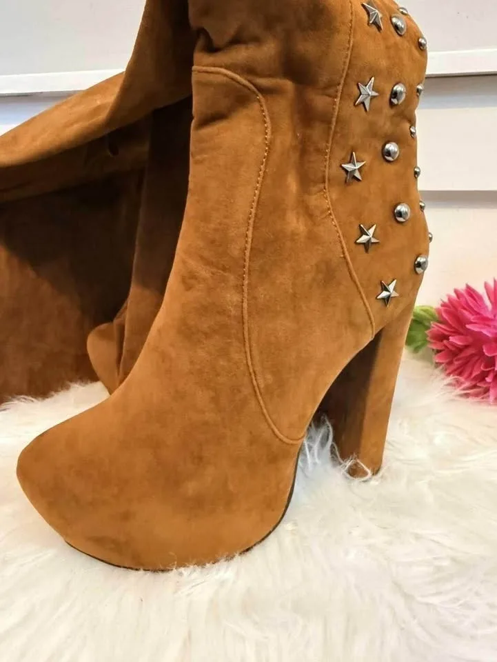 Beyond Tan Suede Studded Boots - Women’s Size 9 image indicator(3)