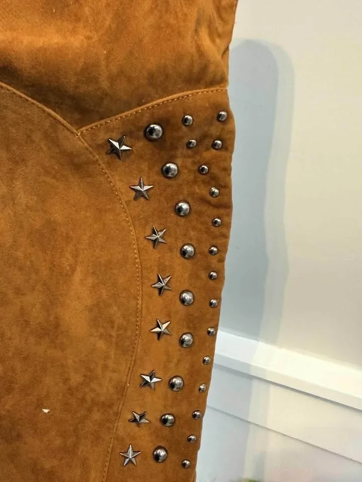 Beyond Tan Suede Studded Boots - Women’s Size 9 image indicator(4)