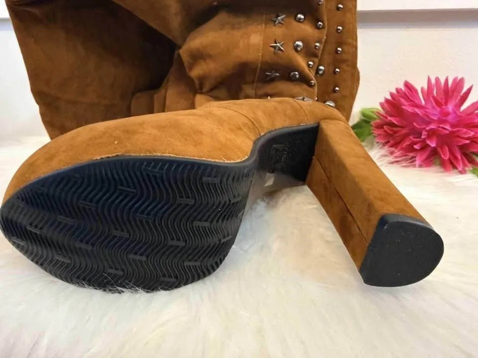 Beyond Tan Suede Studded Boots - Women’s Size 9 image indicator(5)