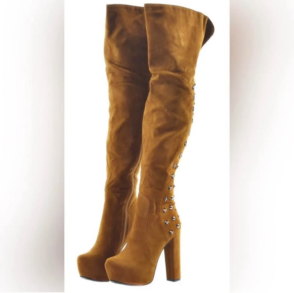 Beyond Tan Suede Studded Boots - Women’s Size 9 image indicator(6)