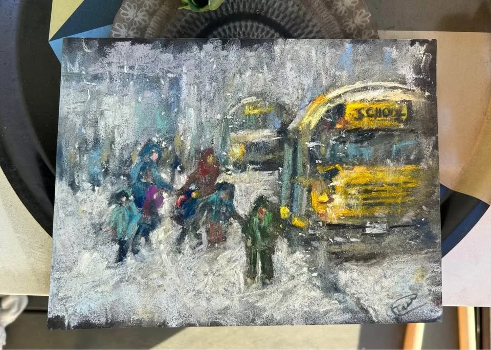 "Winter Morning Pickup" Original Pastel Painting image indicator(2)