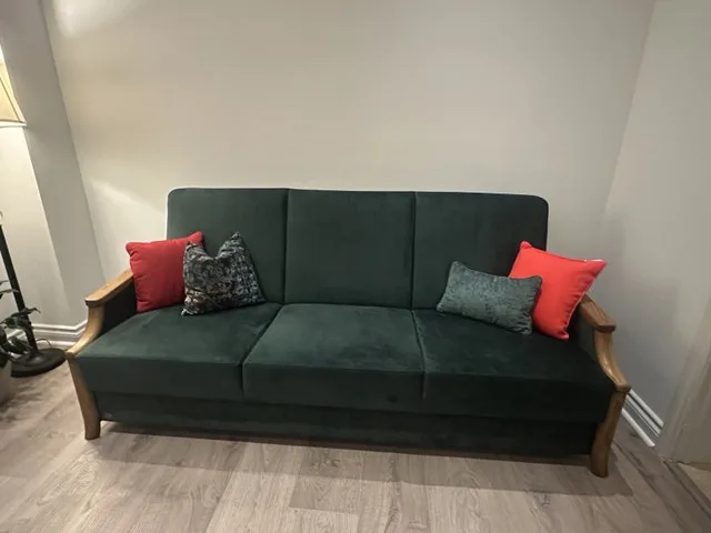 Green Velour Sofa Bed and Armchairs Set (3 pieces)
