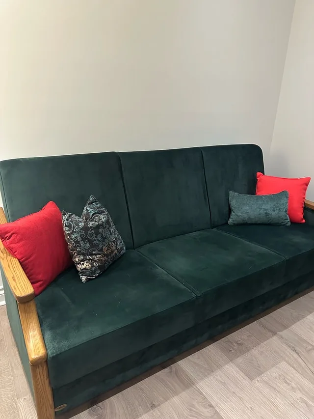 Green Velour Sofa Bed and Armchairs Set (3 pieces) image indicator(5)