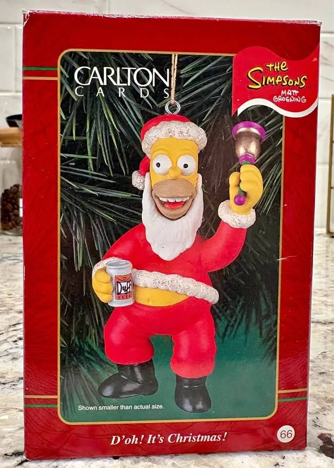 Homer Simpson Santa Ornament - Carlton Cards - 1999