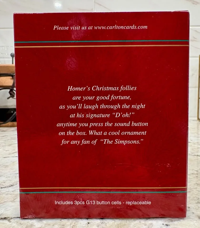 Homer Simpson Christmas Ornament - Carlton Cards - 2003 image indicator(5)