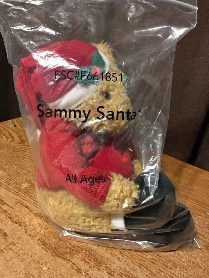 RUSS CHRISTMAS SAMMY SANTA PLUSH BEAR 13" AVON F661851