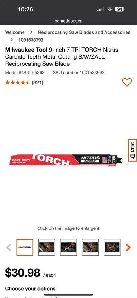 (Firm price) Milwaukee Tool 9-inch SAWZALL blade