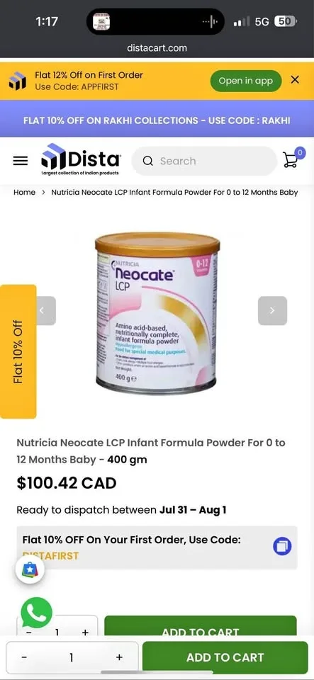 Neocate infant formula (halal) 4 available (each can is $50)
