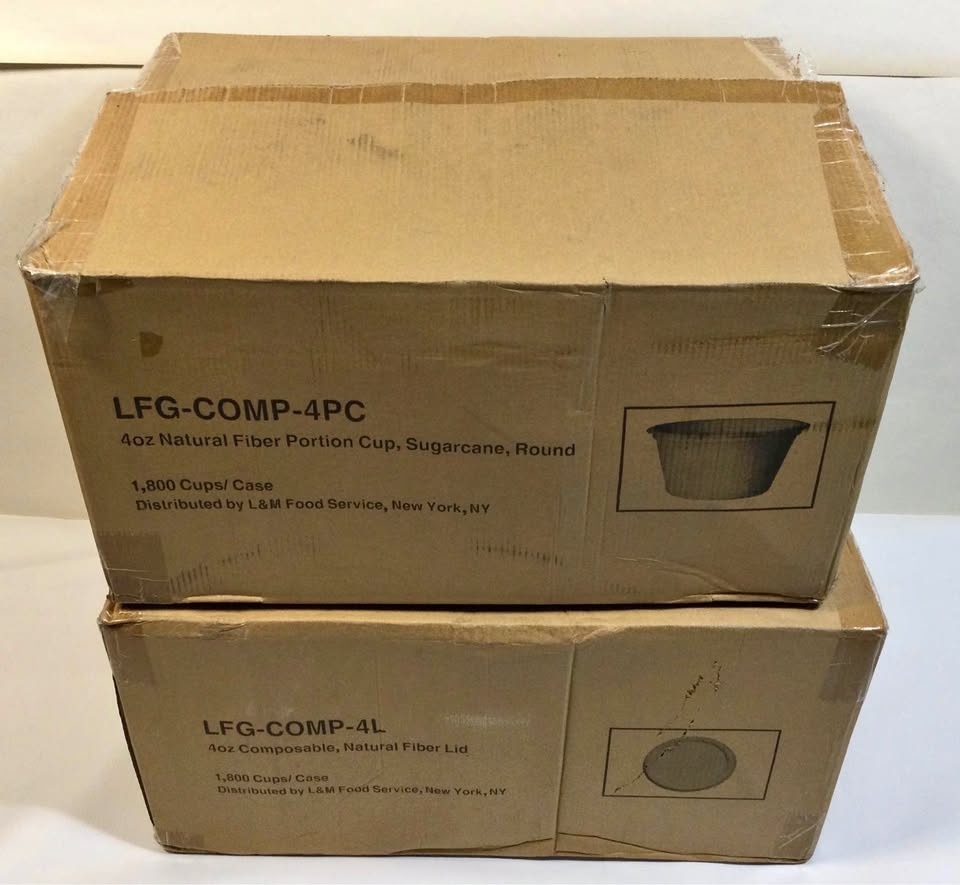 4 oz natural fiber, sugarcane 1,800 cups / 1,8000 lids