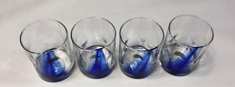 NEW * Lot of 4 Libbey Blue Ribbon Glasses, Short #Cleanout