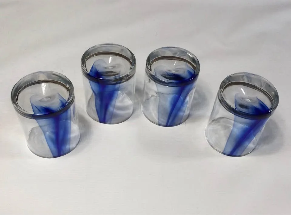 NEW * Lot of 4 Libbey Blue Ribbon Glasses, Short #Cleanout image indicator(4)