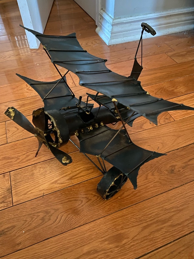 VTG 70s MCM Metal Art Airplane Sculpture