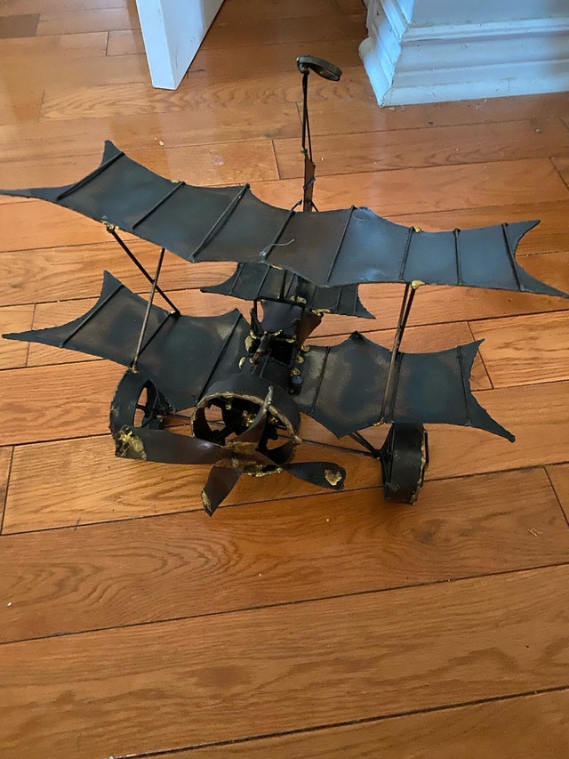 VTG 70s MCM Metal Art Airplane Sculpture - photo 4