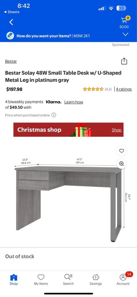 Bestar Solay 48W Small Table Desk - platinum gray - photo 2