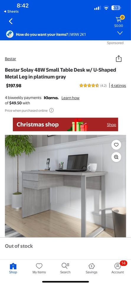 Bestar Solay 48W Small Table Desk - platinum gray - photo 3