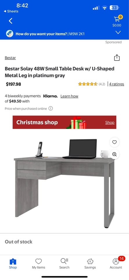 Bestar Solay 48W Small Table Desk - platinum gray - photo 4