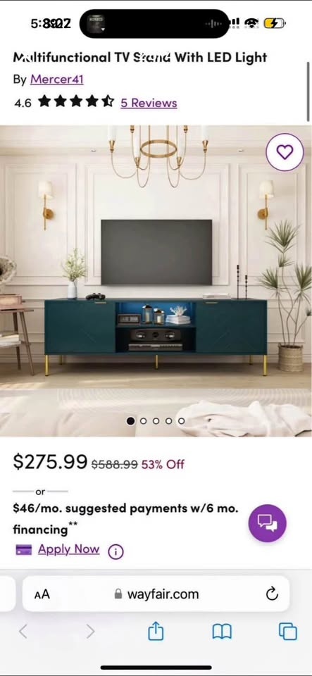 Wayfair Herringbone TV Stand With LED Light