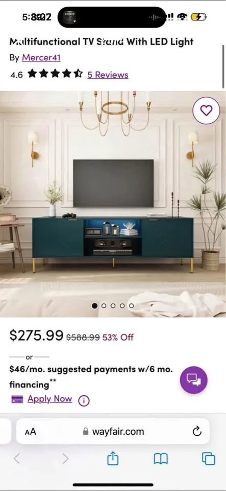 Wayfair Herringbone TV Stand With LED Light