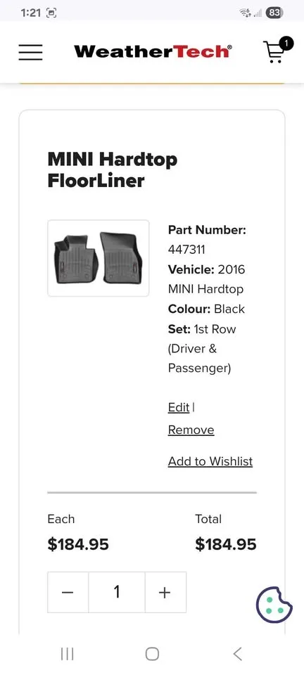 Weather Tech FloorLiner for Mini Cooper image indicator(7)
