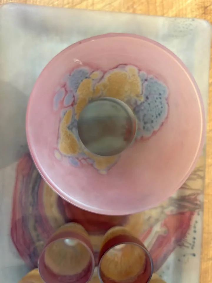 Stunning hand painted carafe, glasses and plate image indicator(3)