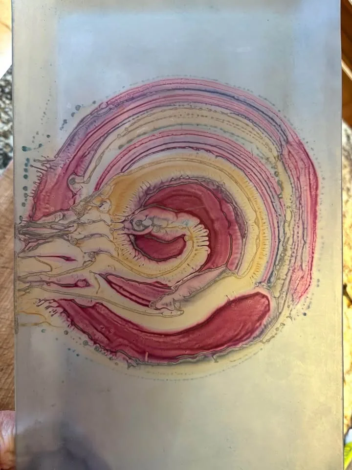 Stunning hand painted carafe, glasses and plate image indicator(8)