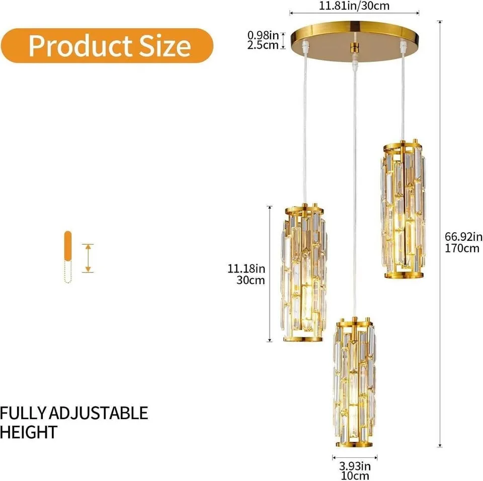 Crystal Chandeliers, Adjustable Pendant Light - Brand New! image indicator(2)