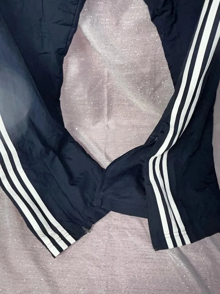 Adidas 3-Stripes Black/White Windbreaker Pants Size Small image indicator(3)