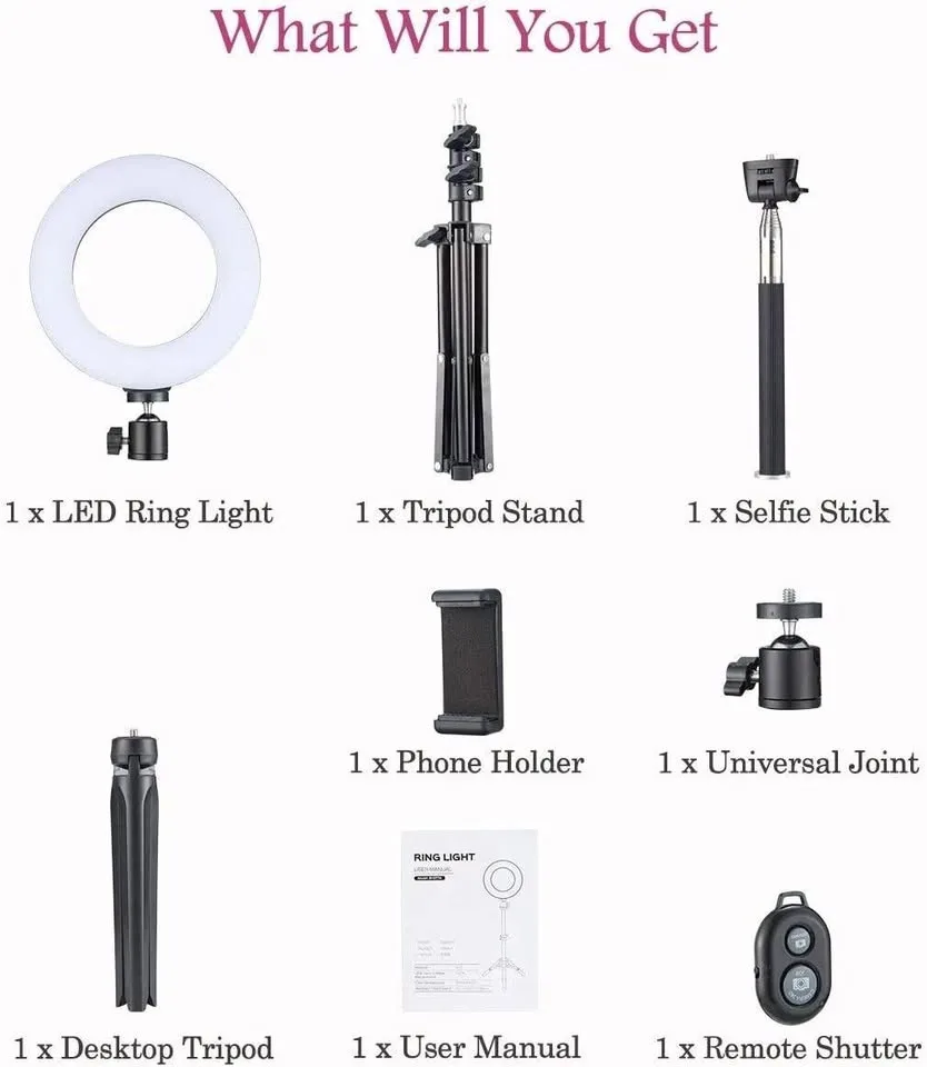 Ring Light Kit with Tripod, Phone Holder - Brand New! image indicator(4)