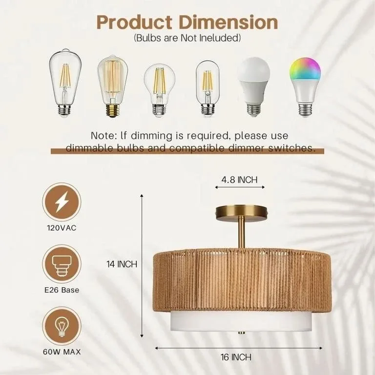 16" SEMI FLUSH MOUNT CEILING LIGHT- BRAND NEW! image indicator(2)