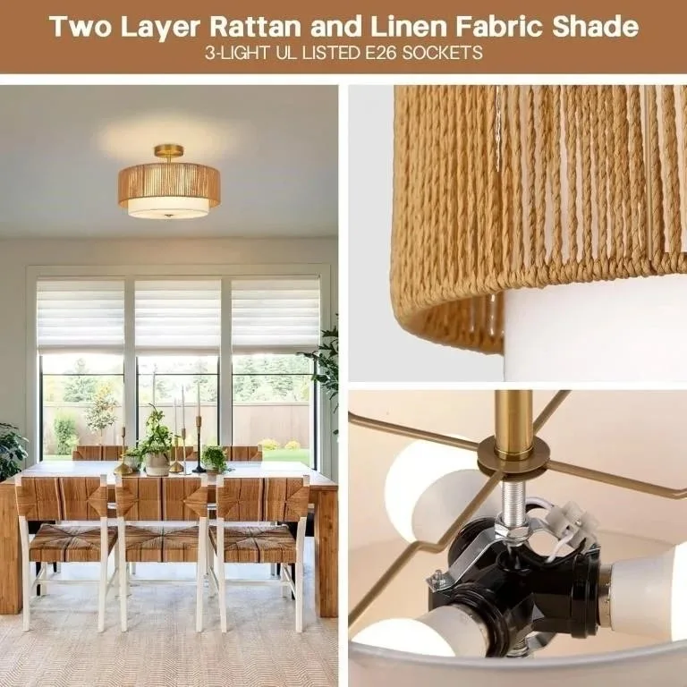 16" SEMI FLUSH MOUNT CEILING LIGHT- BRAND NEW! image indicator(3)